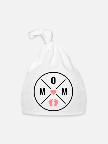 MOM Herz Baby Babyfüße Mutter Liebe Muttertag Mama - Baby Bio-Mütze - Weiß - Vorne