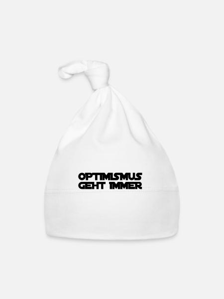 Optimismus ist genial - Baby Bio-Mütze - Weiß - Vorne