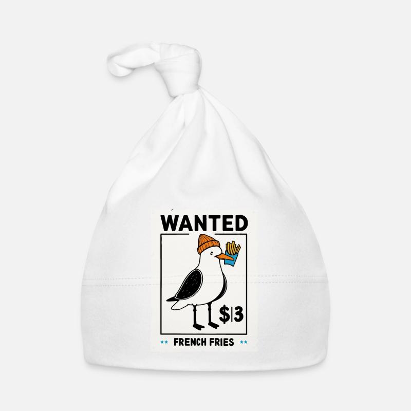 Wanted Fries Bandit Thief Seagull on Poster Organic Baby Cap