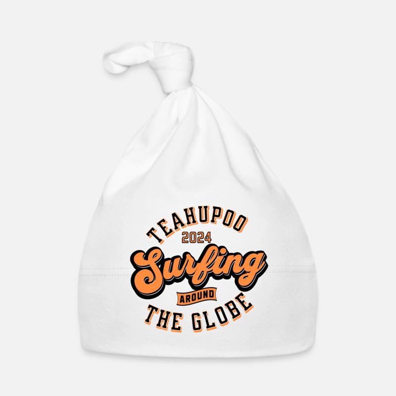 Teahupoo surfing around the globe Bonnet bio Bébé