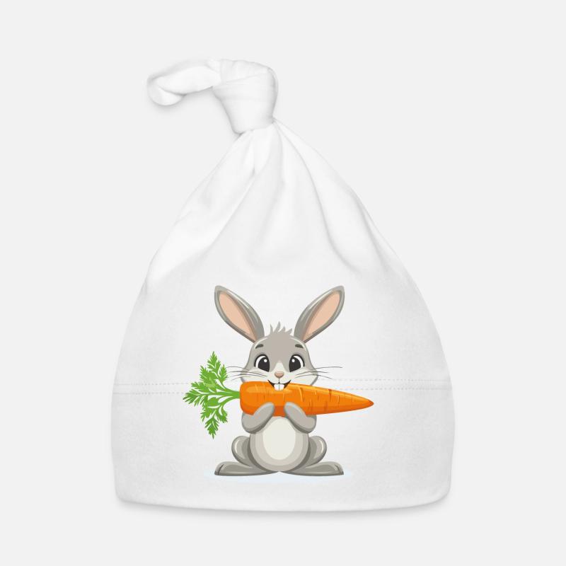 S’amuser à grignoter avec Hoppelhase - Bonnet bio Bébé - blanc