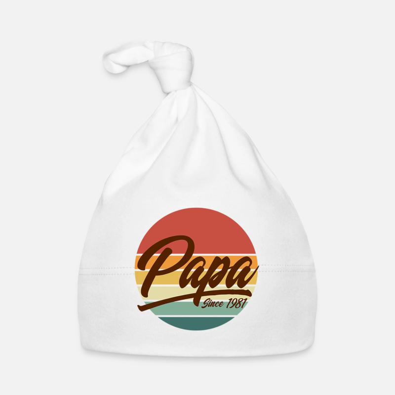 Papa Since 1981 Retro Vintage Sunset Design Organic Baby Cap