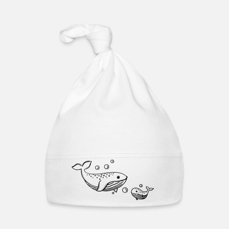 Blubb, blubb petite baleine - Bonnet bio Bébé - blanc
