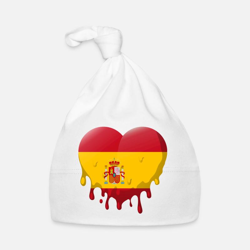 Espagne Drapeau Coeur Espagnol Drapeau Amour Bonnet bio Bébé