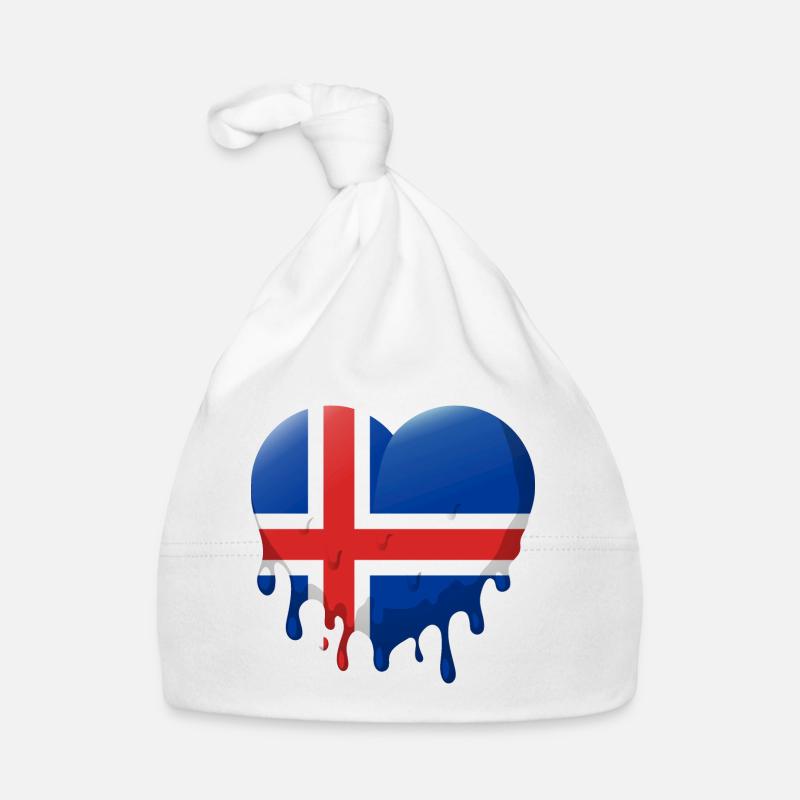 Drapeau de l’Islande Coeur Drapeau islandais Aspect utilisé Bonnet bio Bébé