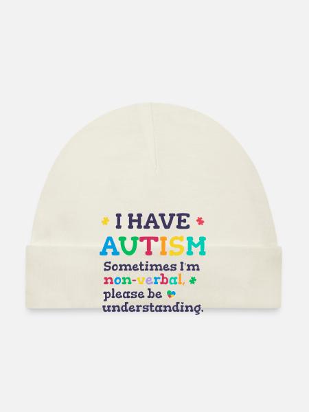 Non-verbal Autism - Organic Baby Cap - white - Front