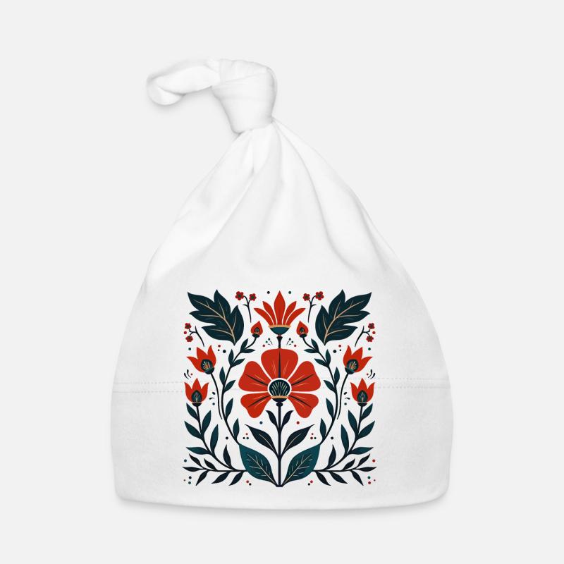 Otomi Floral Pattern Cultural Art Organic Baby Cap