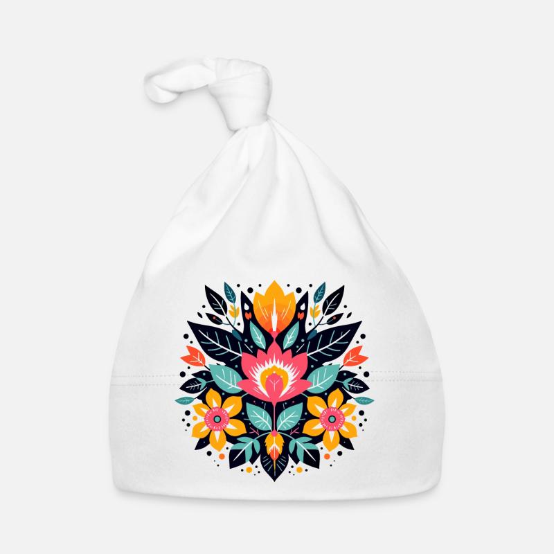 Otomi Floral Pattern Cultural Art Organic Baby Cap