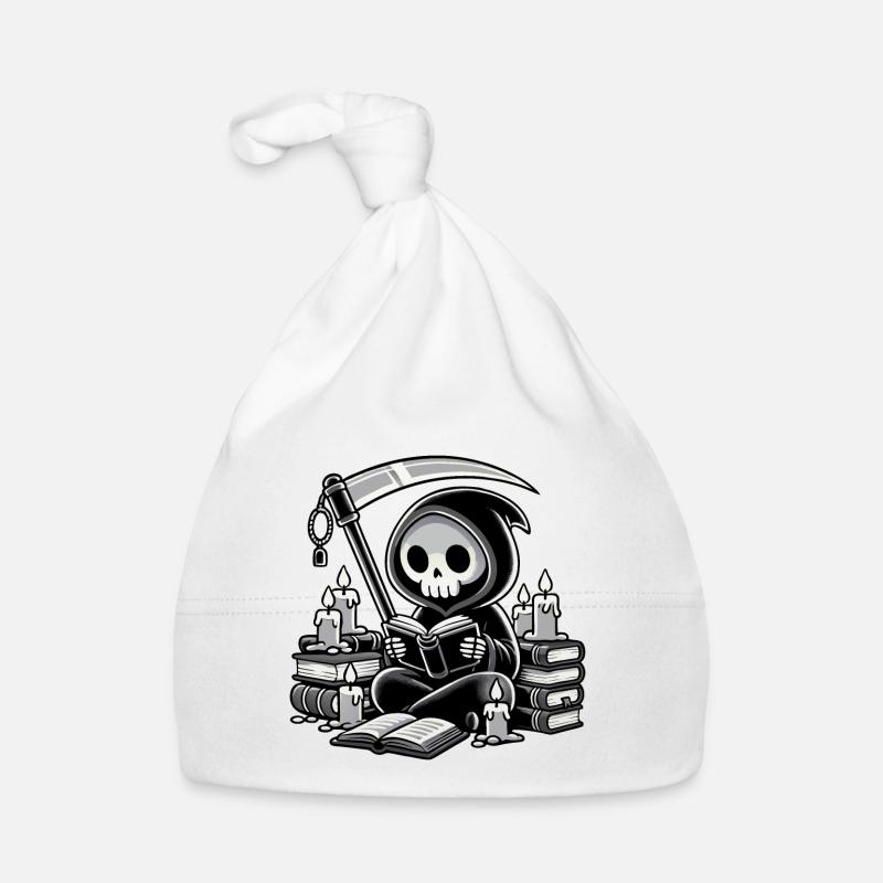 Grim Reaper Bookworm with Scythe Organic Baby Cap