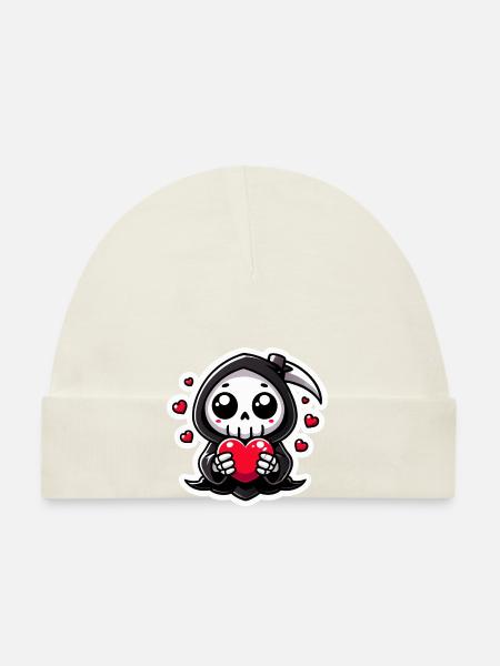 Mignon Faucheuse avec coeur - Bonnet bio Bébé - blanc - Devant