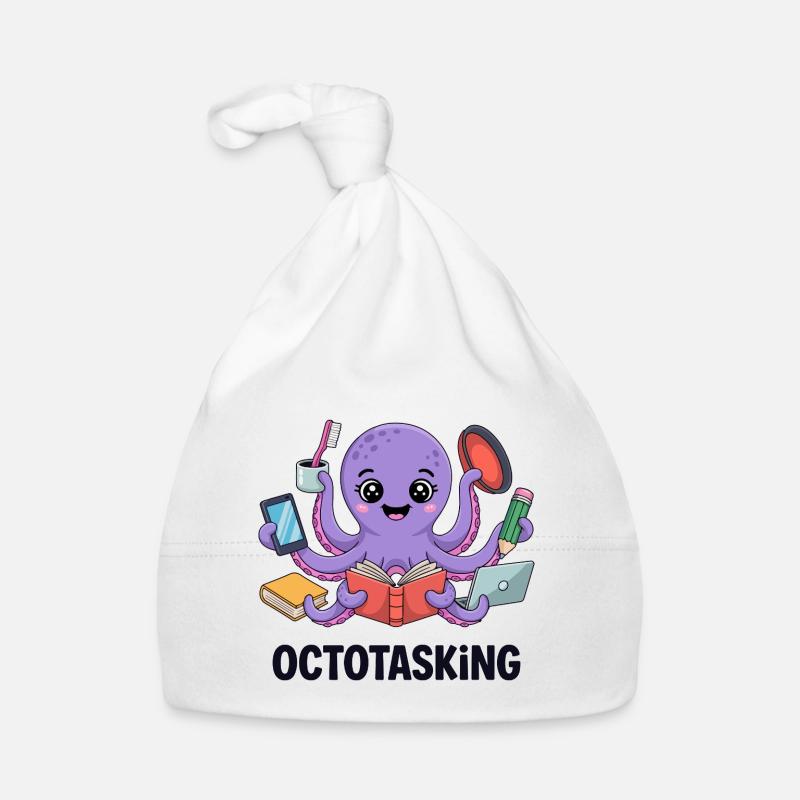 Octotasking Krake im Multitasking Modus - Baby Bio-Mütze - Weiß