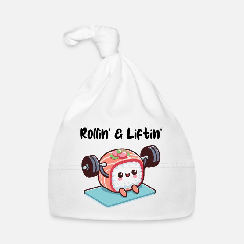 Sushi Roll Lifting Weights Organic Baby Cap