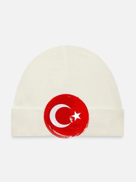 Turkey Flag Used Look Turkish Flag Vintage - Organic Baby Cap - white - Front