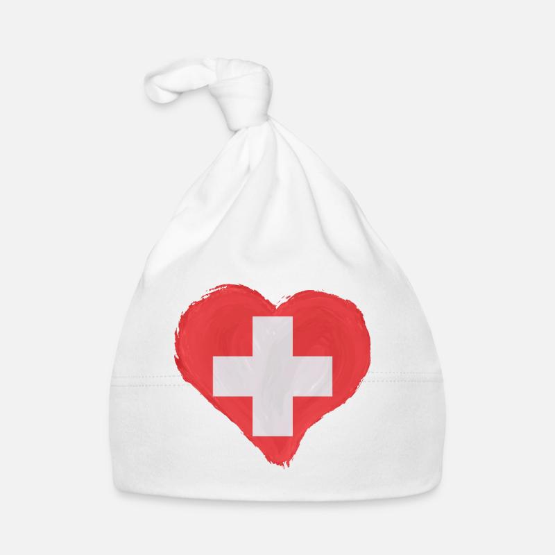 Drapeau de la Suisse Vintage Croix Utilisé Look Suisse Bonnet bio Bébé
