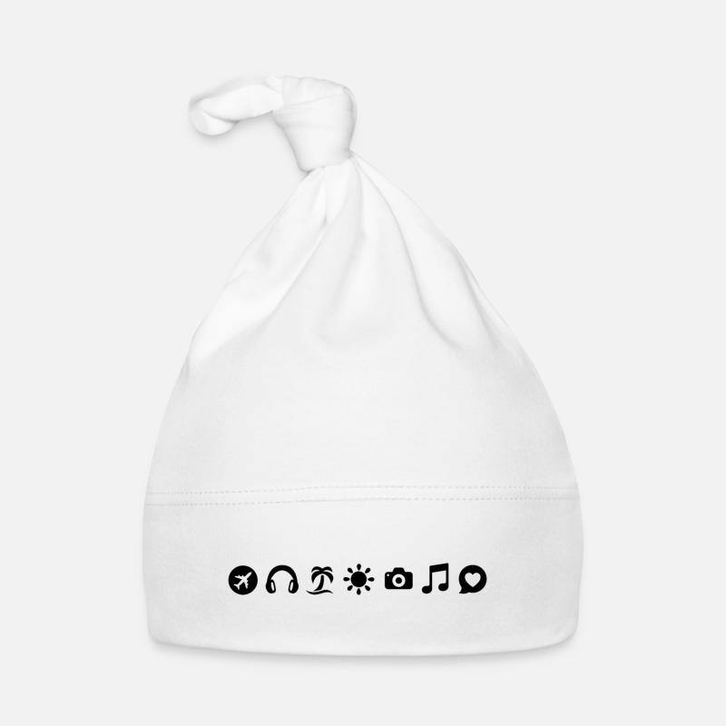 T-shirt Emojis de voyage - Le voyage commence - Bonnet bio Bébé - blanc