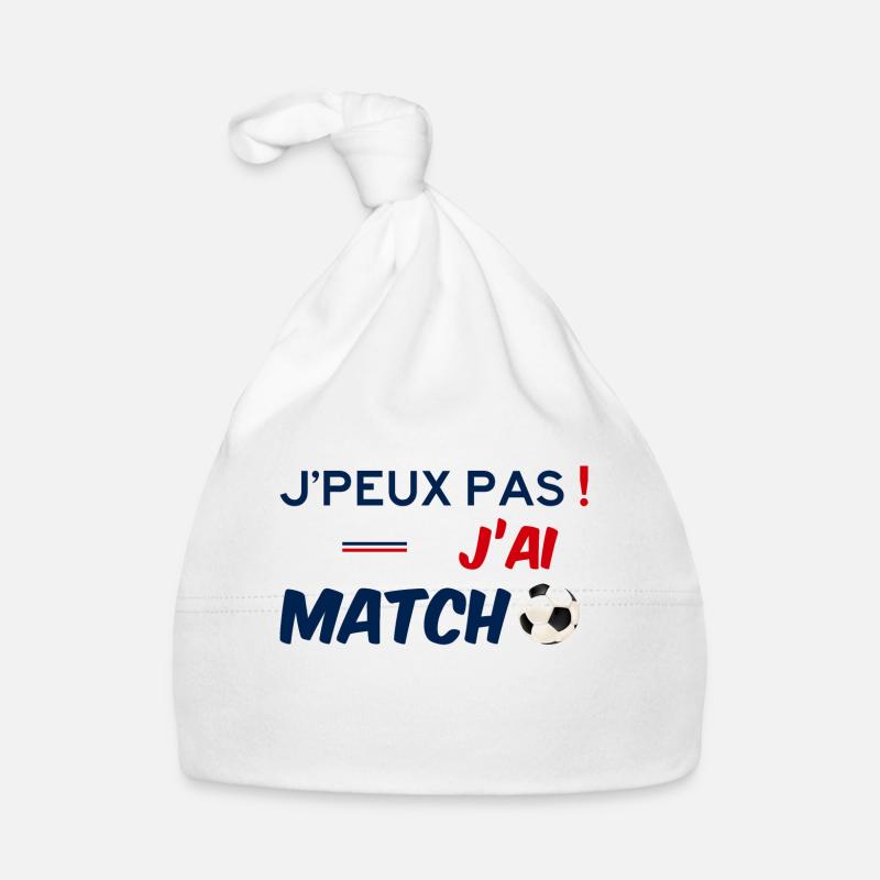 J'peux pas ! J'ai Match de Foot - Je ne peux pas - Bonnet bio Bébé - blanc