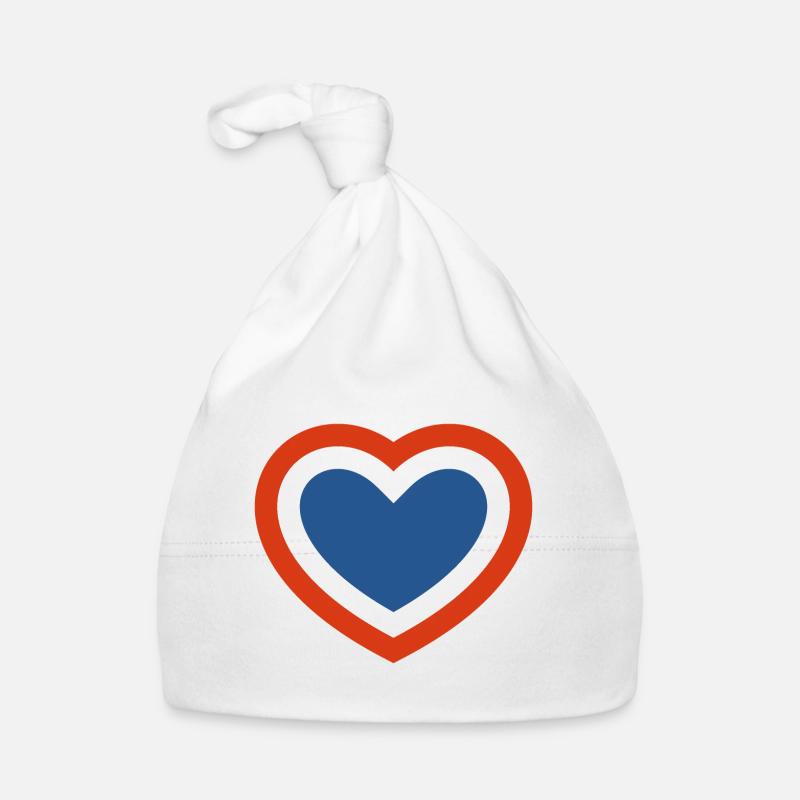 Concentric Red White and Blue Heart Organic Baby Cap