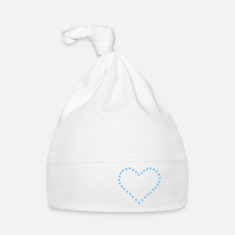 Diamant coeur bleu contour - Bonnet bio Bébé - blanc