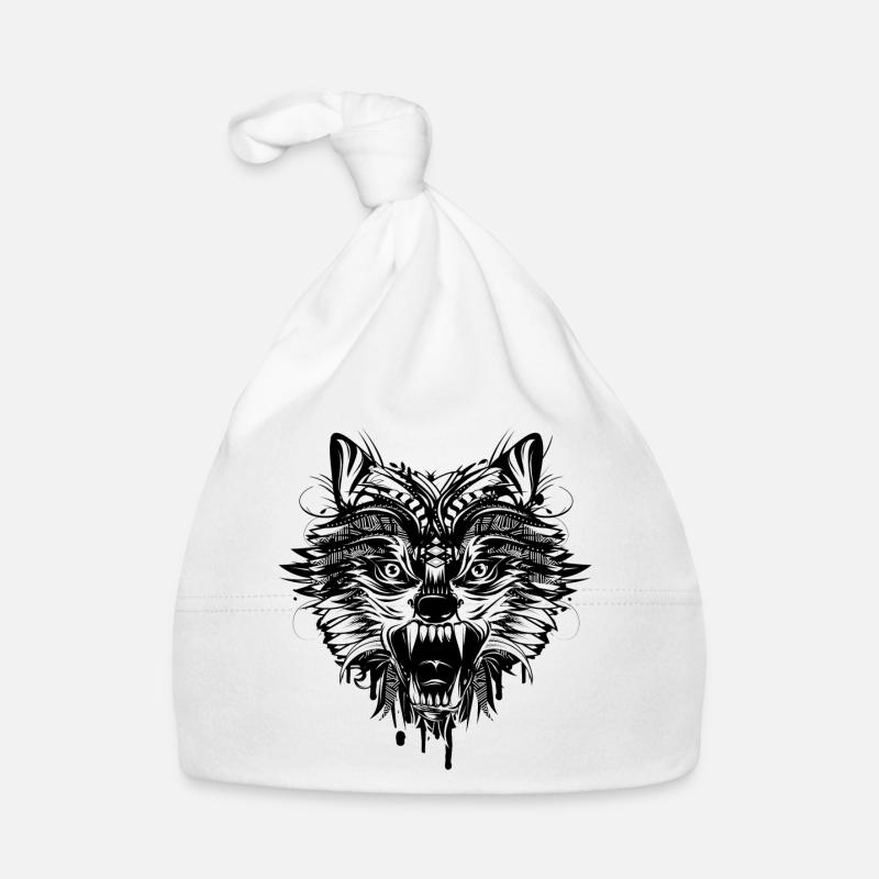 un loup dangereux - Bonnet bio Bébé - blanc