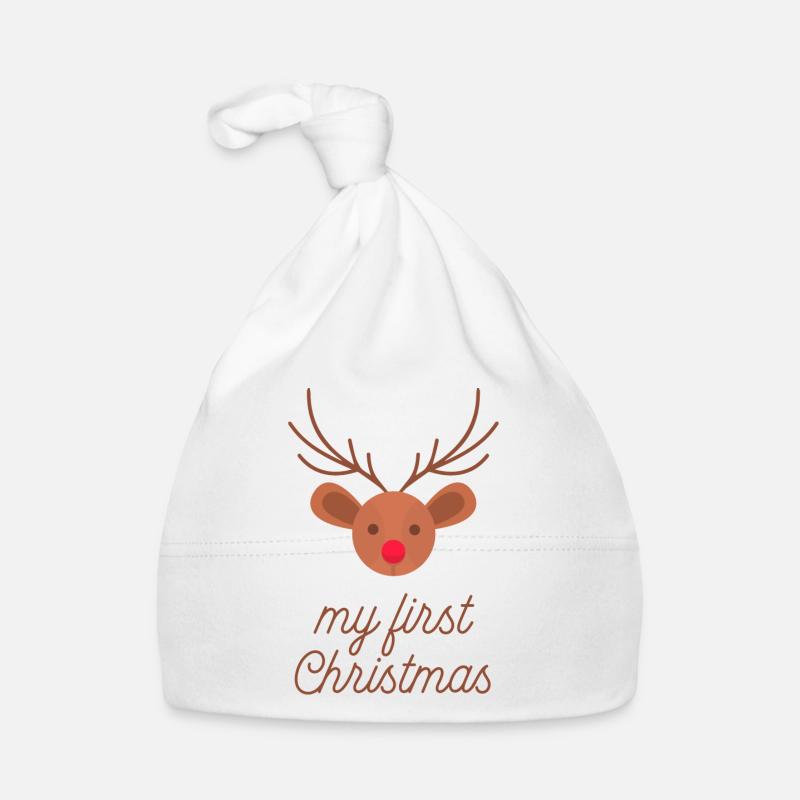 mon premier Noël Rudolf - Bonnet bio Bébé - blanc