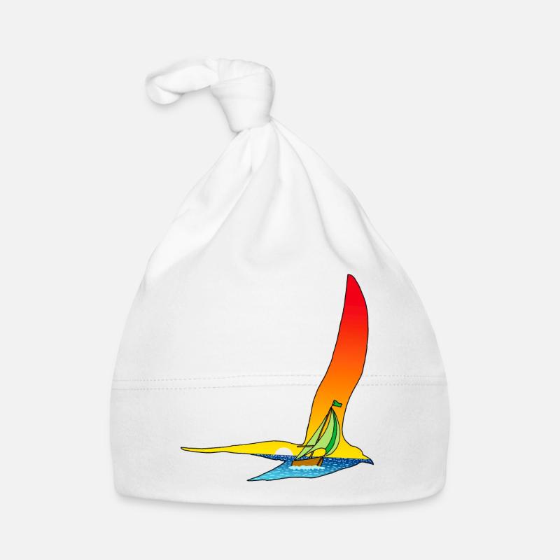 Voyage d'un oiseau et d'un bateau Bonnet bio Bébé