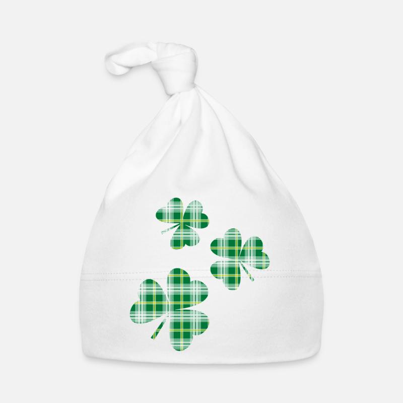 3 St. Patrick's Day Irish Tartan Shamrocks Organic Baby Cap