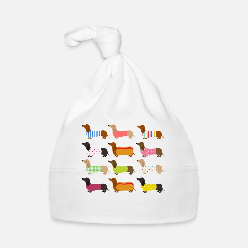 FARBENFROHE DACKEL Baby Bio-Mütze