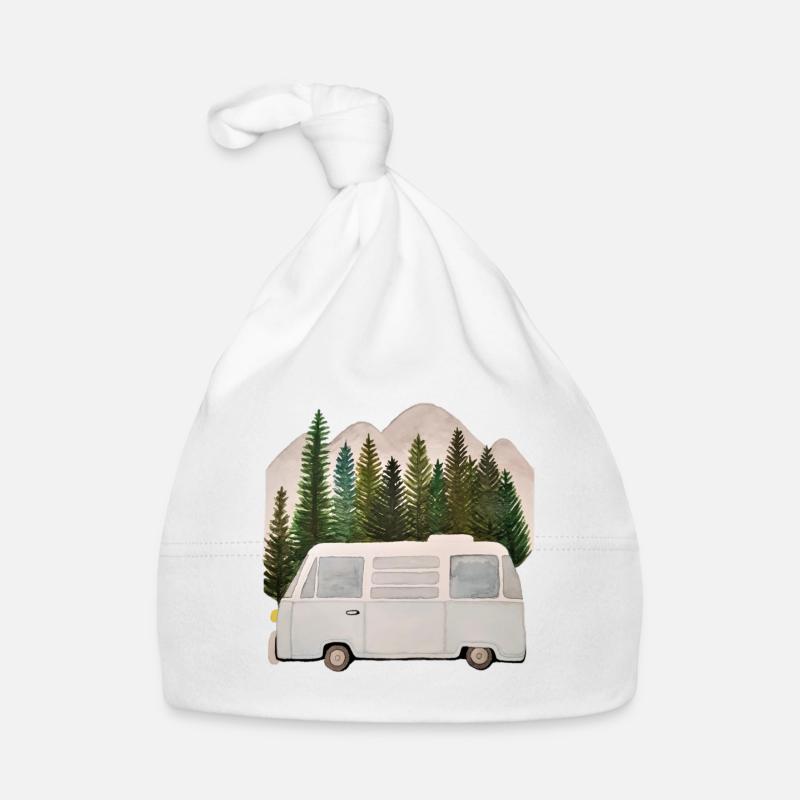 Camper Campingbus vor Bergen Baby Bio-Mütze