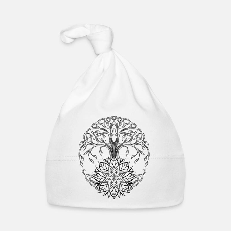 Arbre de vie celtique - Bonnet bio Bébé - blanc