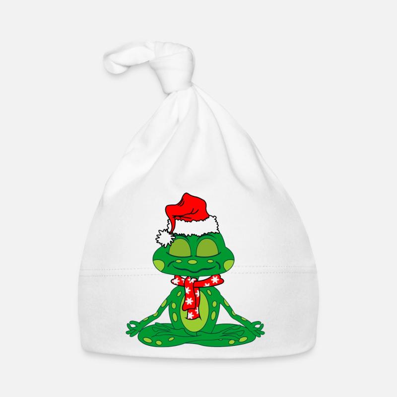 Meditation frog Christmas Organic Baby Cap