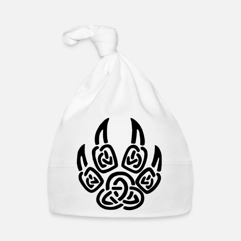 Griffes noires de loup viking - Bonnet bio Bébé - blanc