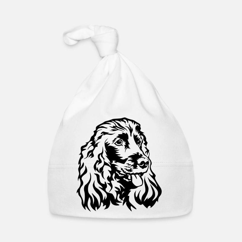 Tête de Cocker Spaniel - Bonnet bio Bébé - blanc