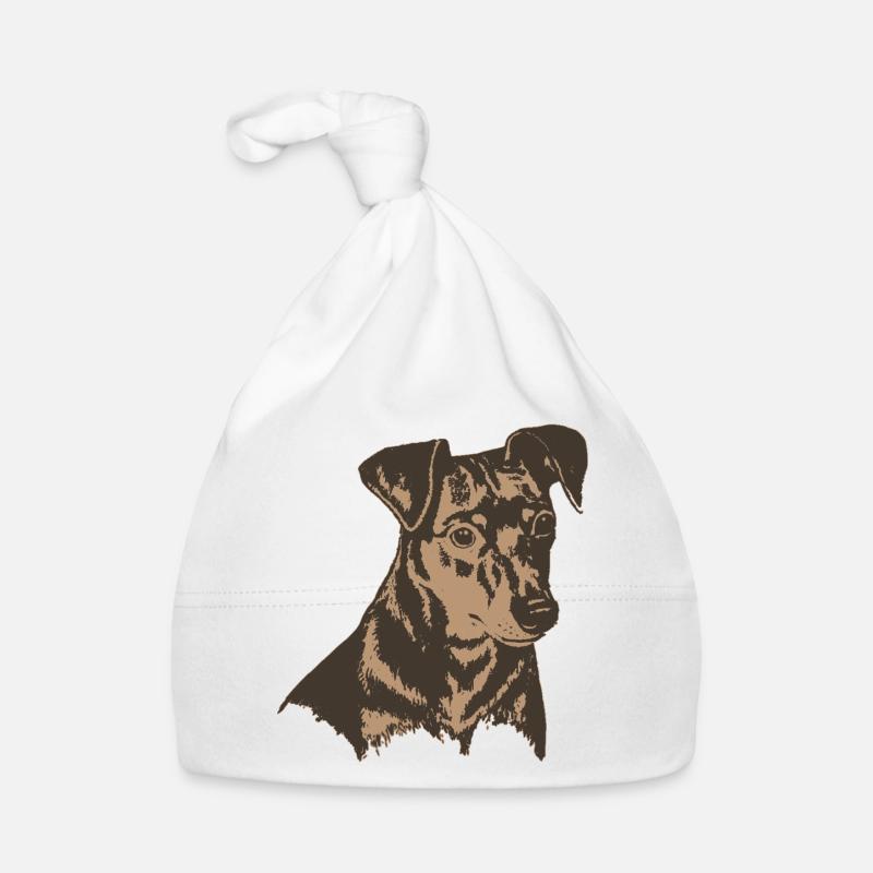 Tête de chien - Bonnet bio Bébé - blanc