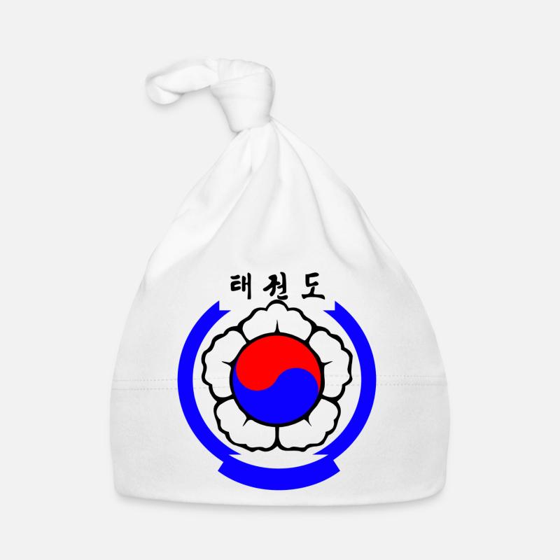 Logo du taekwondo Arts martiaux coréens - Bonnet bio Bébé - blanc