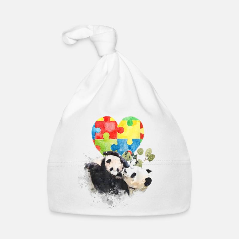 Panda Bunt Autismus Anders sein - Baby Bio-Mütze - Weiß