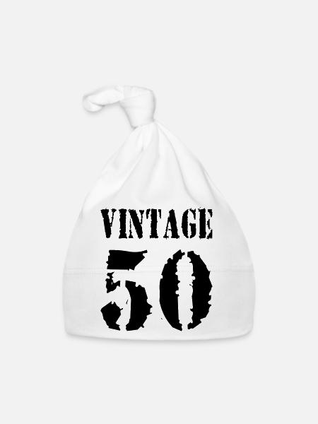 Vintage 1950 - Jahrgang 50 - Party Vector - Baby Bio-Mütze - Weiß - Vorne