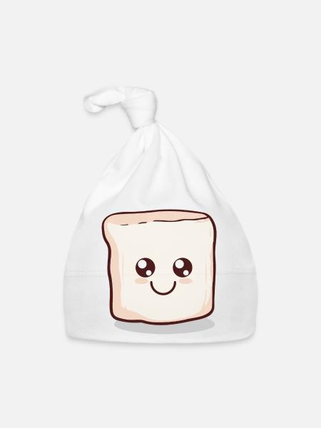 Kawaii Marshmallow | S'more | Camping - Baby Bio-Mütze - Weiß - Vorne