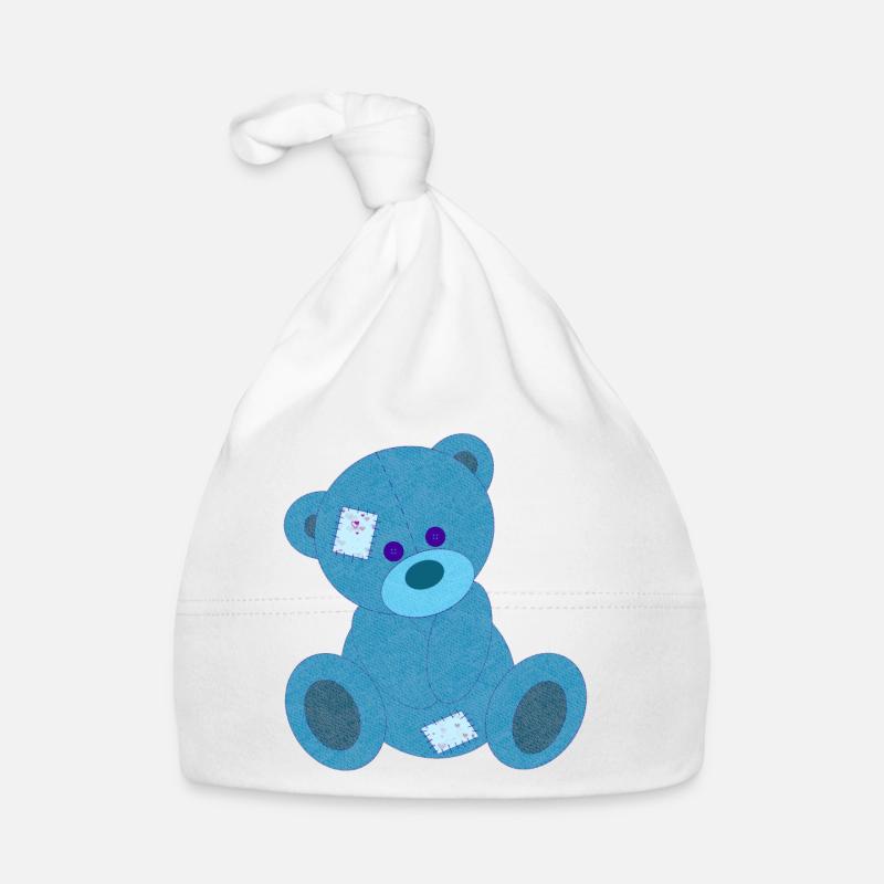 Blauer Bär - Baby Bio-Mütze - Weiß