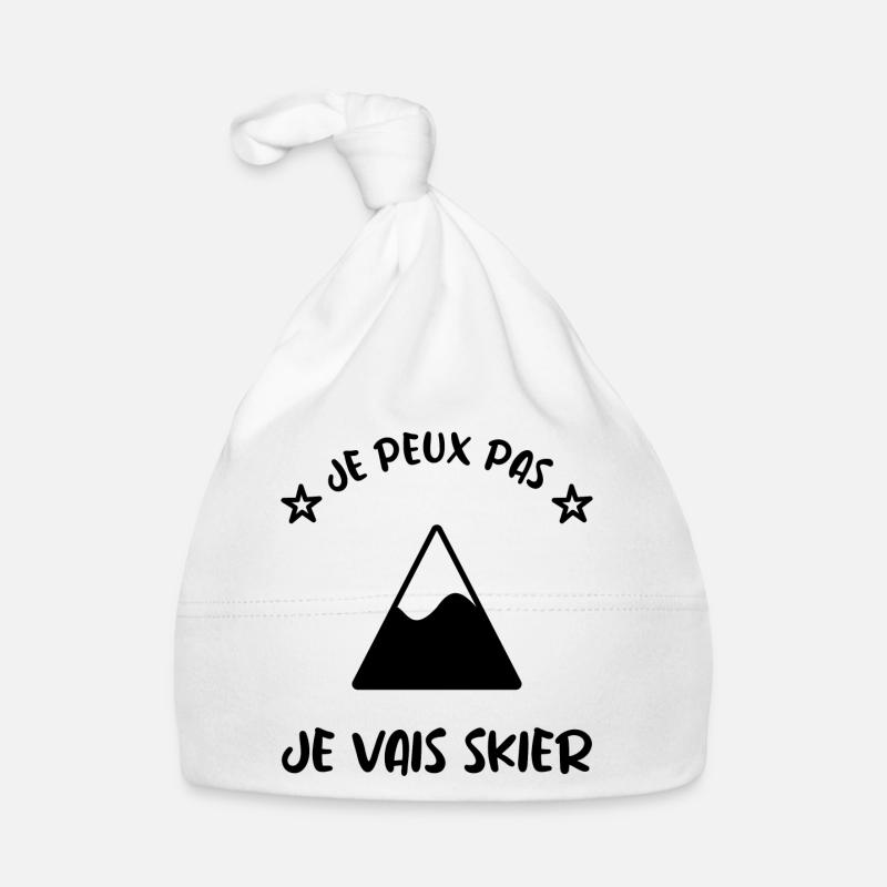 JE PEUX PAS. SKIER. SKI. RAQUETTE. SNOW. SNOWBOARD - Bonnet bio Bébé - blanc