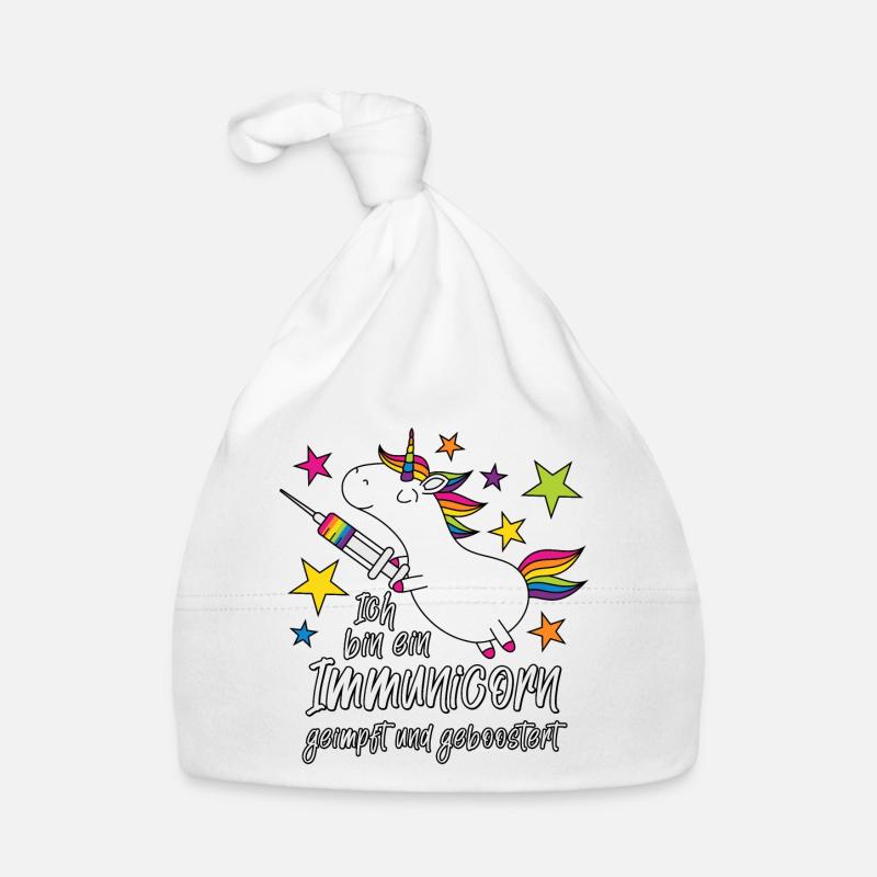 Einhorn Immunicorn geimpft und geboostert - Baby Bio-Mütze - Weiß