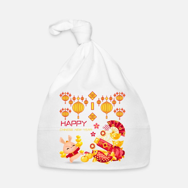 Année du Lapin Joyeux Nouvel An chinois Bonnet bio Bébé