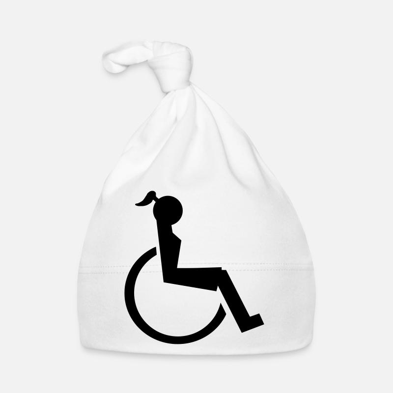 Logo der Dame oder des Mädchens im Rollstuhl. Bild* - Baby Bio-Mütze - Weiß