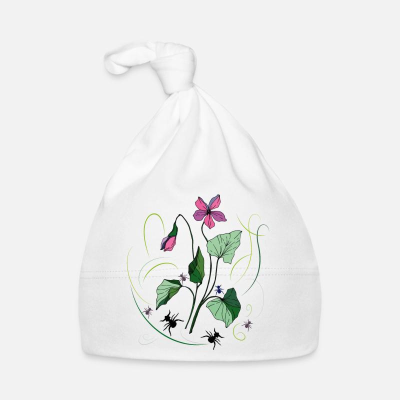 Fleur avec des fourmis Bonnet bio Bébé