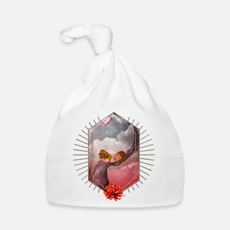 Mignon bébé fée endormi. Bonnet bio Bébé