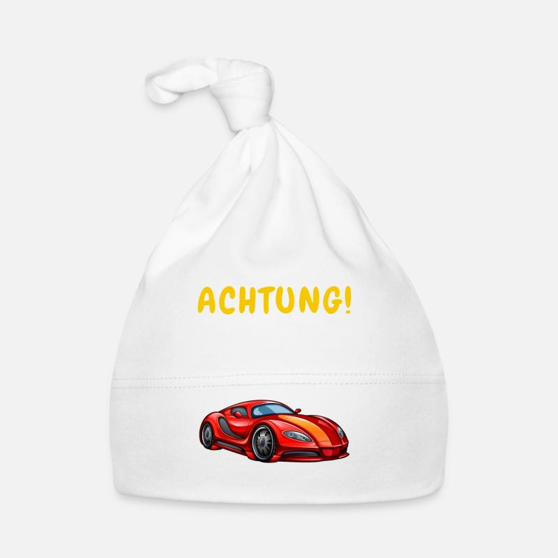 Achtung! Ich bin 4 Auto Geburtstagsshirt 4 Jahre Baby Bio-Mütze
