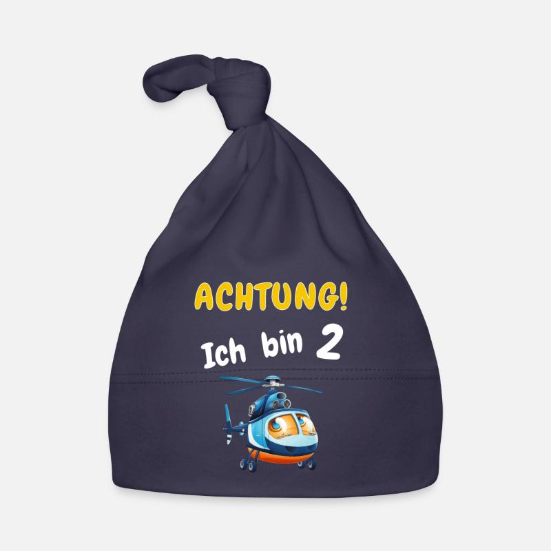 Achtung! Ich bin 2 Hubschrauber Geburtstagsshirt Baby Bio-Mütze