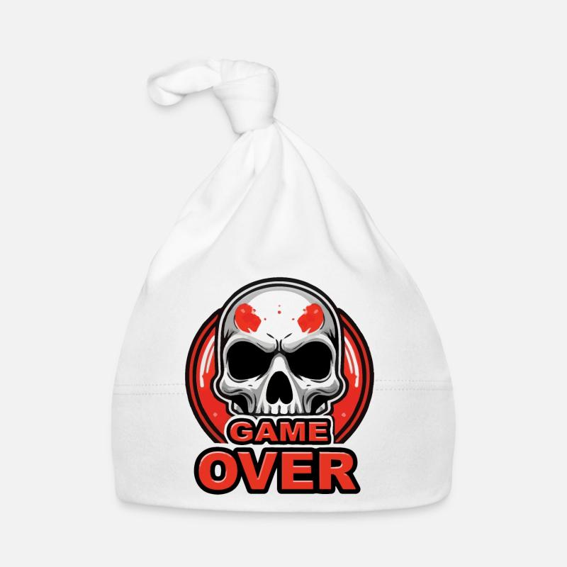 Skull Game Over Red Crest Organic Baby Cap