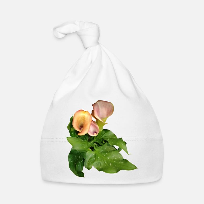 Calla Lily Flowers in Green Organic Baby Cap