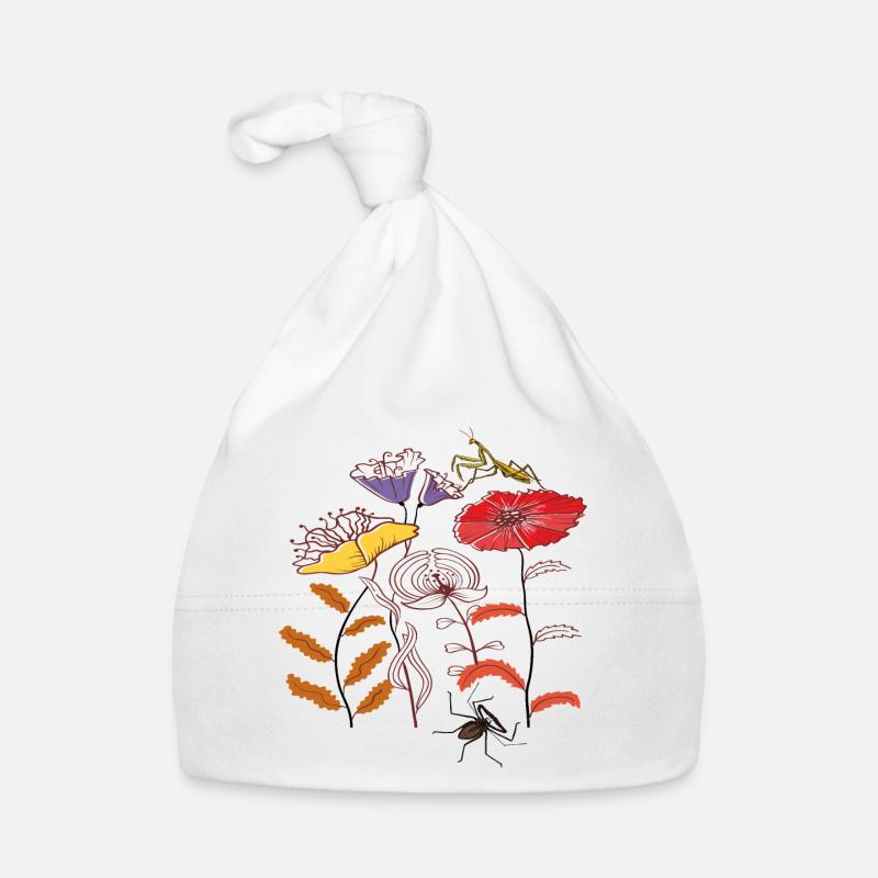 Gartenblumen mit Insekten Baby Bio-Mütze