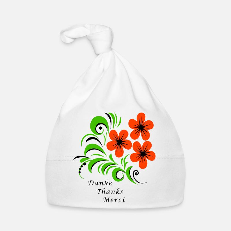 Danke Thanks Merci - Baby Bio-Mütze - Weiß